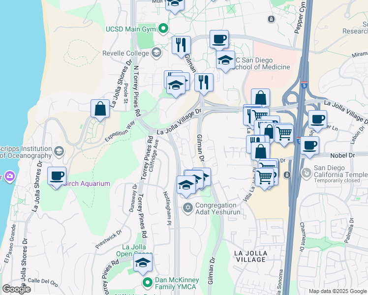 map of restaurants, bars, coffee shops, grocery stores, and more near 8871 Caminito Primavera in San Diego