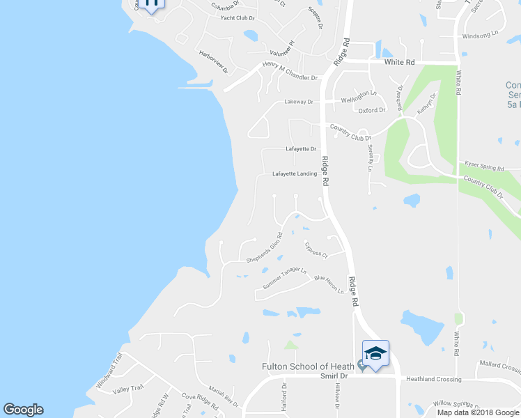 map of restaurants, bars, coffee shops, grocery stores, and more near 2283 Lafayette Drive in Heath