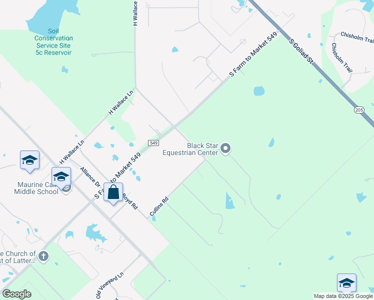 map of restaurants, bars, coffee shops, grocery stores, and more near 530 Cullins Road in Rockwall
