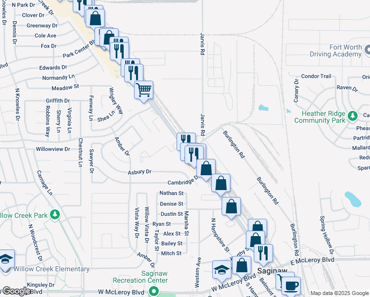 map of restaurants, bars, coffee shops, grocery stores, and more near 685 North Saginaw Boulevard in Saginaw