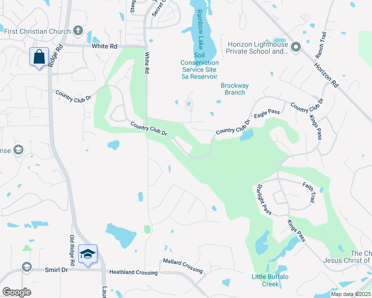 map of restaurants, bars, coffee shops, grocery stores, and more near 601 Country Club Drive in Heath