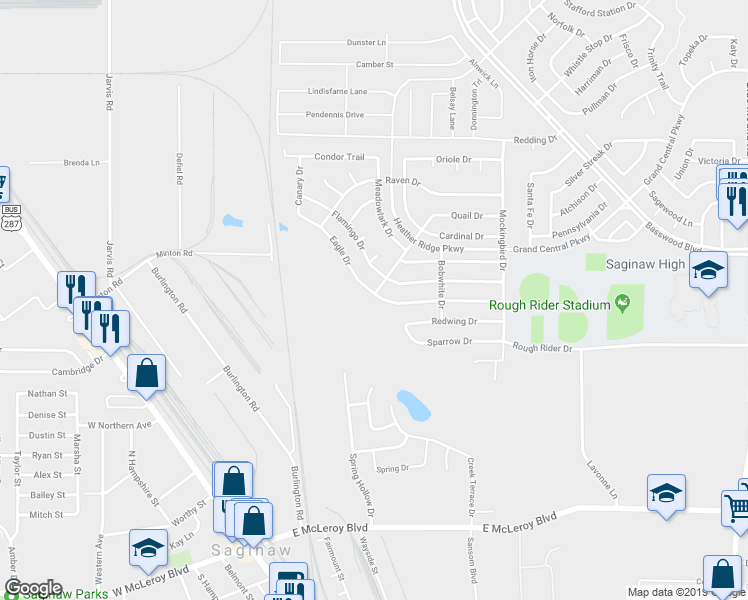 map of restaurants, bars, coffee shops, grocery stores, and more near 601 Mallard Drive in Fort Worth