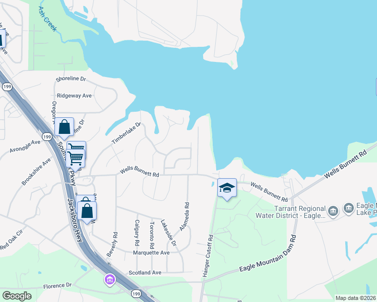map of restaurants, bars, coffee shops, grocery stores, and more near 436 Timberlake Drive in Azle