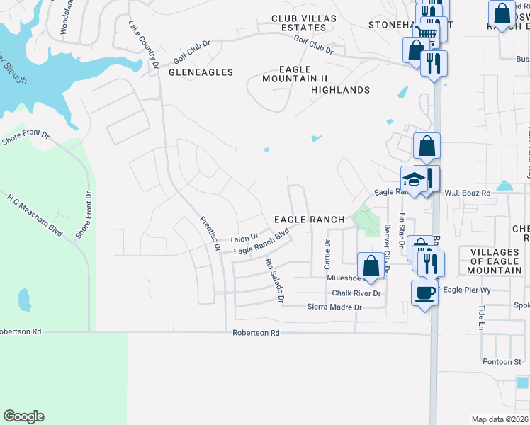 map of restaurants, bars, coffee shops, grocery stores, and more near 7240 Harrier Street in Fort Worth
