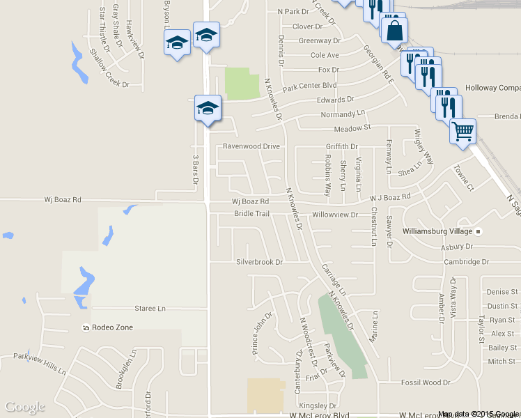 map of restaurants, bars, coffee shops, grocery stores, and more near 708 Bridle Trail in Saginaw