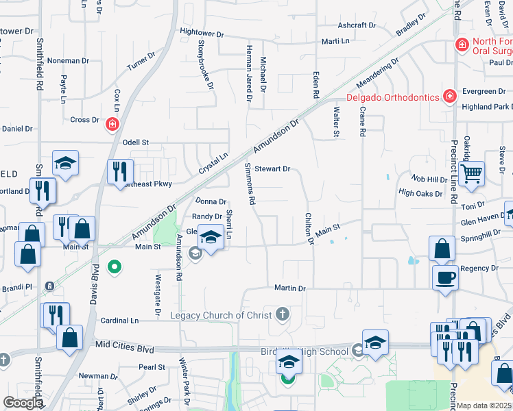 map of restaurants, bars, coffee shops, grocery stores, and more near 8700 Irongate Dr in Fort Worth