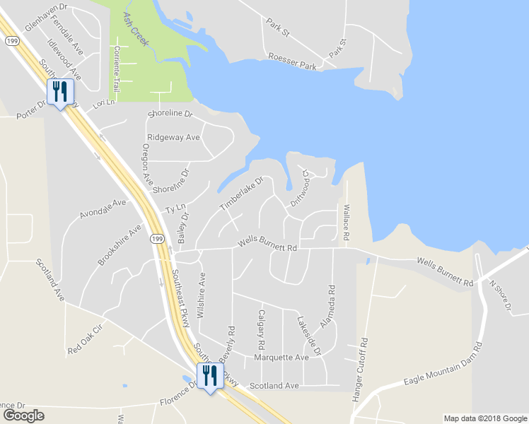 map of restaurants, bars, coffee shops, grocery stores, and more near 200 Valley View Court in Azle