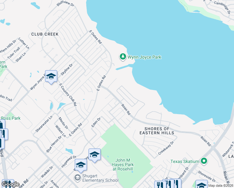 map of restaurants, bars, coffee shops, grocery stores, and more near 1206 Coastal Drive in Garland
