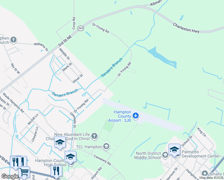 map of restaurants, bars, coffee shops, grocery stores, and more near 875 Doctor Young Road in Hampton