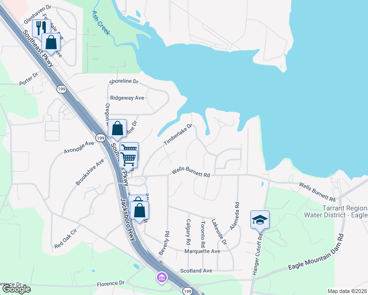 map of restaurants, bars, coffee shops, grocery stores, and more near 201 Valley View Ct in Azle