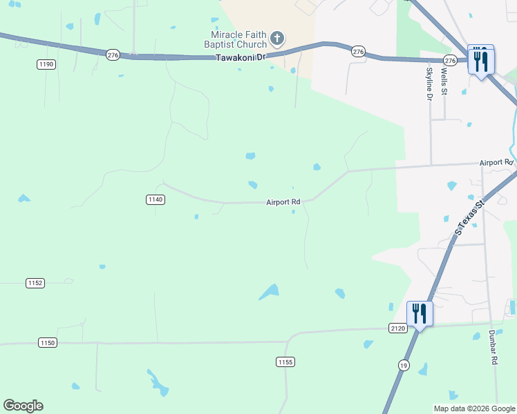 map of restaurants, bars, coffee shops, grocery stores, and more near 1167 Airport Road in Emory