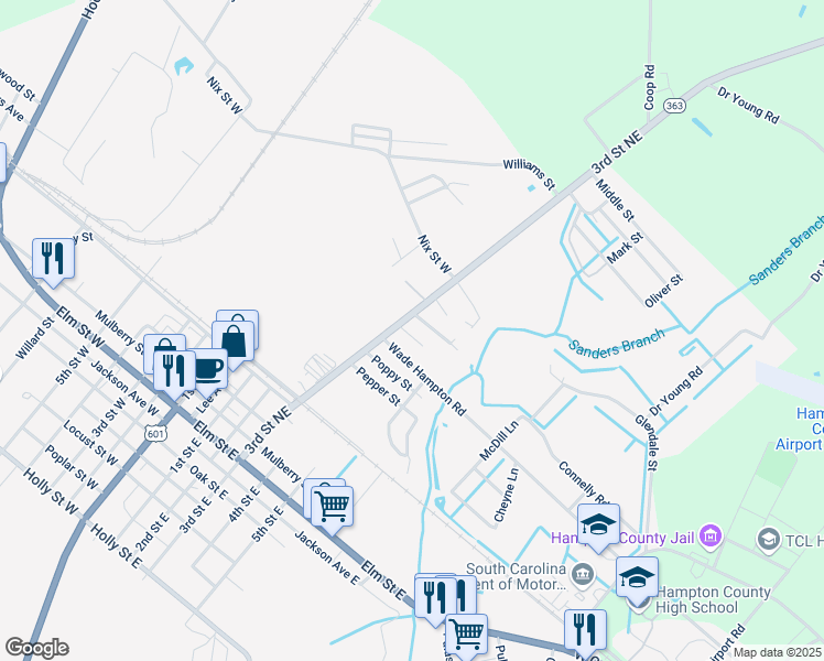 map of restaurants, bars, coffee shops, grocery stores, and more near 105 Bennett Lane in Hampton