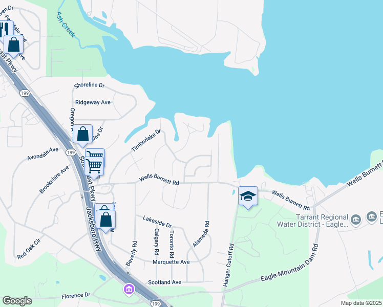 map of restaurants, bars, coffee shops, grocery stores, and more near 417 Timberlake Dr in Azle