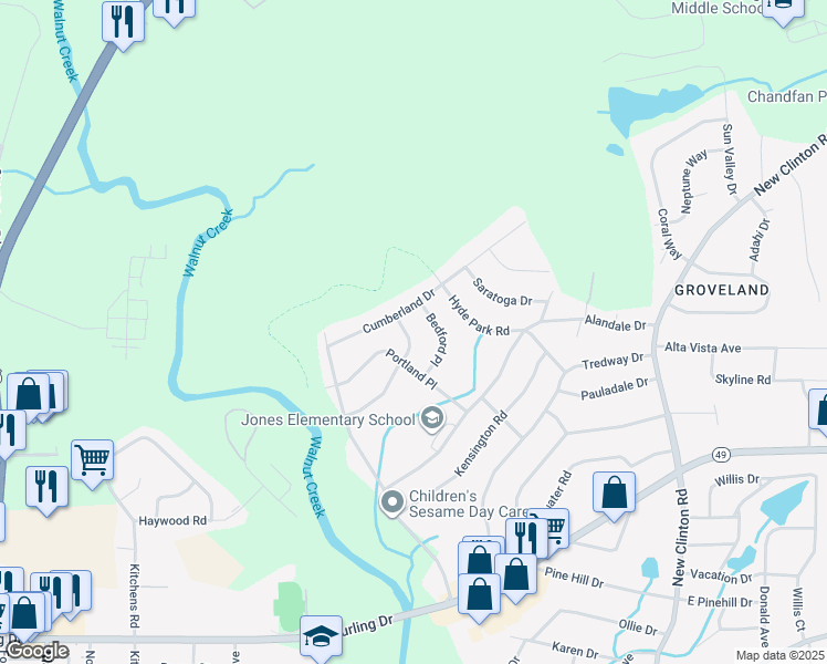 map of restaurants, bars, coffee shops, grocery stores, and more near 2567 Mafiel Drive in Macon