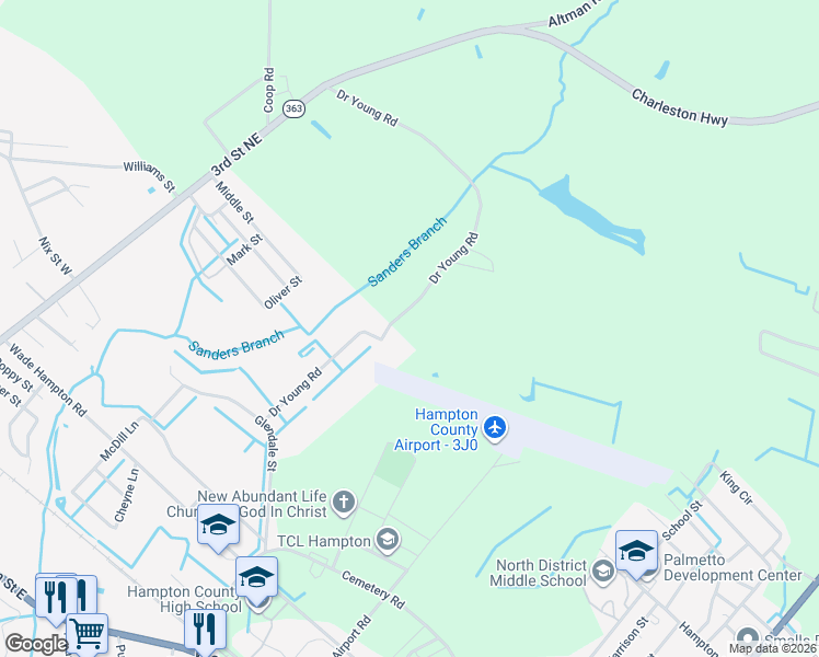 map of restaurants, bars, coffee shops, grocery stores, and more near 813 Doctor Young Road in Hampton