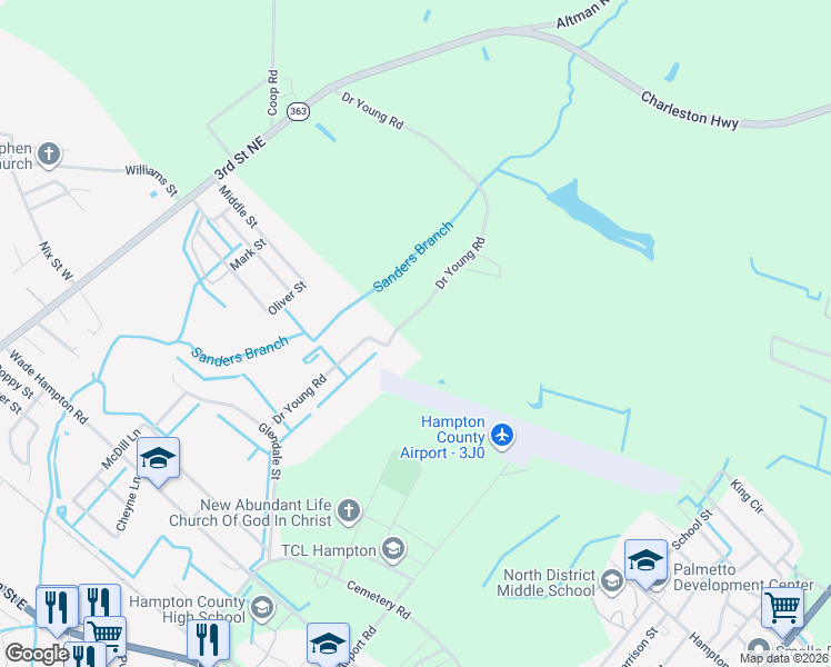 map of restaurants, bars, coffee shops, grocery stores, and more near 875 Doctor Young Road in Hampton