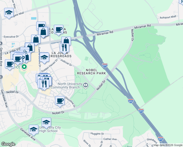 map of restaurants, bars, coffee shops, grocery stores, and more near in San Diego