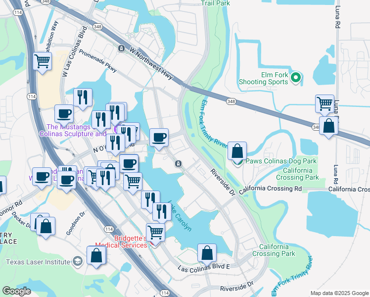 map of restaurants, bars, coffee shops, grocery stores, and more near 652 Dalton Ln in Irving