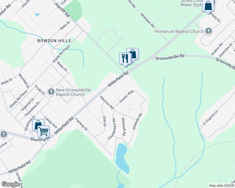 map of restaurants, bars, coffee shops, grocery stores, and more near 135 Riegel Ct in Macon