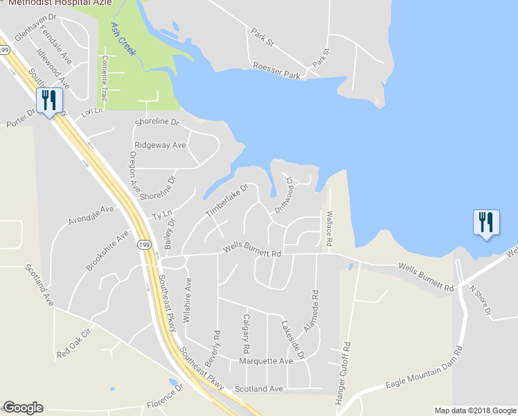 map of restaurants, bars, coffee shops, grocery stores, and more near 316 Timberlake Drive in Azle