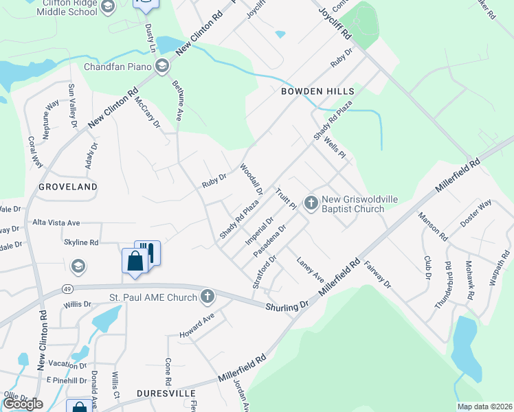 map of restaurants, bars, coffee shops, grocery stores, and more near 3237 Commodore Drive in Macon