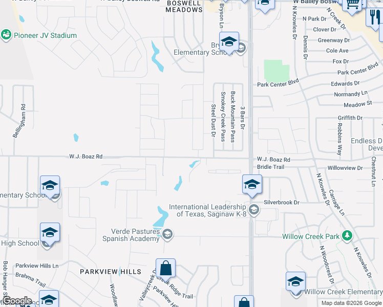 map of restaurants, bars, coffee shops, grocery stores, and more near 4829-4901 Wj Boaz Rd in Fort Worth