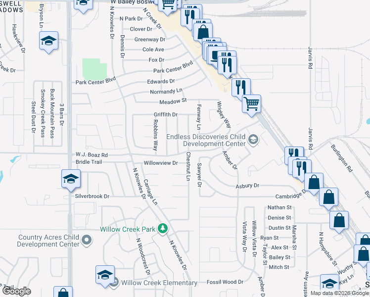 map of restaurants, bars, coffee shops, grocery stores, and more near 901 Chestnut Lane in Saginaw