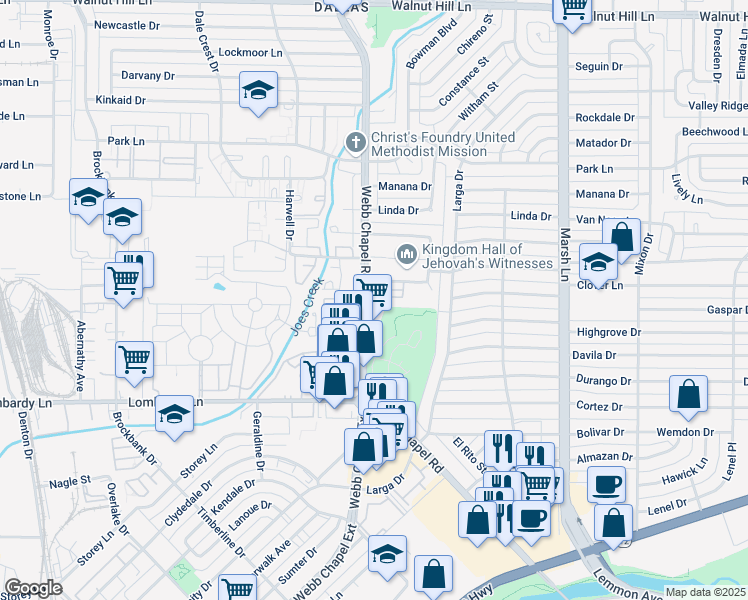 map of restaurants, bars, coffee shops, grocery stores, and more near in Dallas