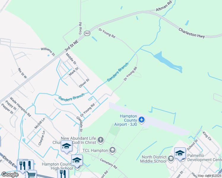 map of restaurants, bars, coffee shops, grocery stores, and more near 813 Doctor Young Road in Hampton