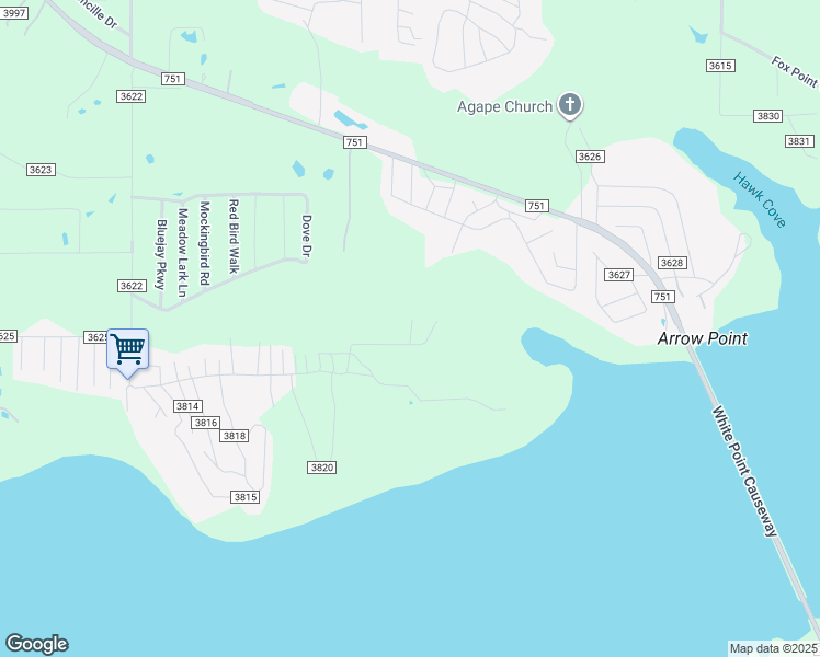map of restaurants, bars, coffee shops, grocery stores, and more near 2108 Underwood Drive in Quinlan