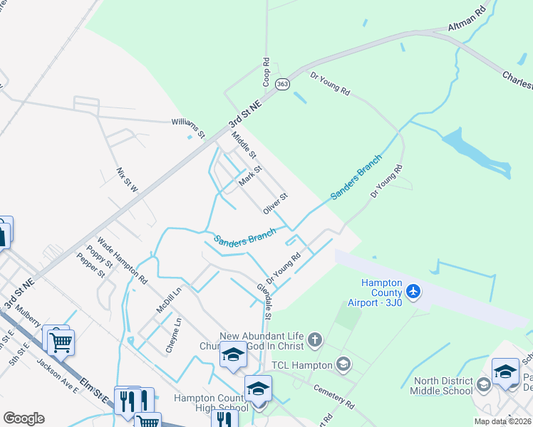 map of restaurants, bars, coffee shops, grocery stores, and more near 211 Susanne Street in Hampton