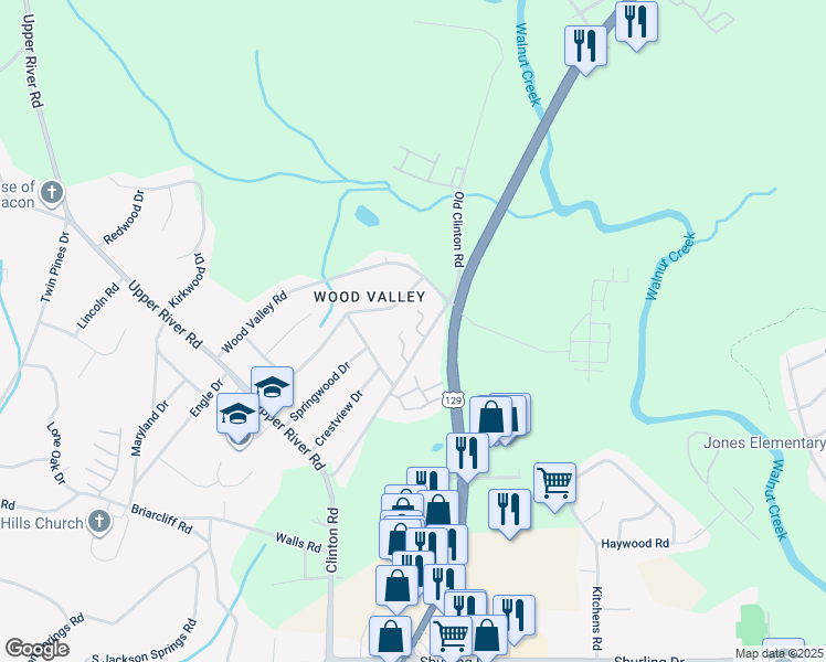map of restaurants, bars, coffee shops, grocery stores, and more near 1976 Long Ridge Drive in Macon