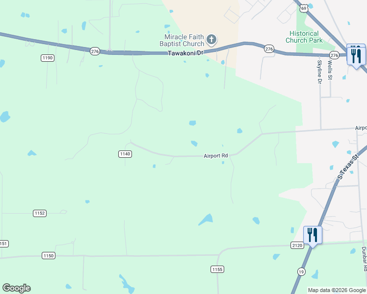 map of restaurants, bars, coffee shops, grocery stores, and more near 130 Rs County Road 1140 in Emory
