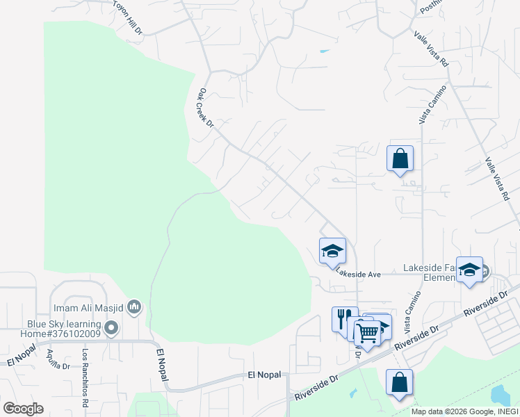 map of restaurants, bars, coffee shops, grocery stores, and more near 10684 Oak Creek Drive in Lakeside