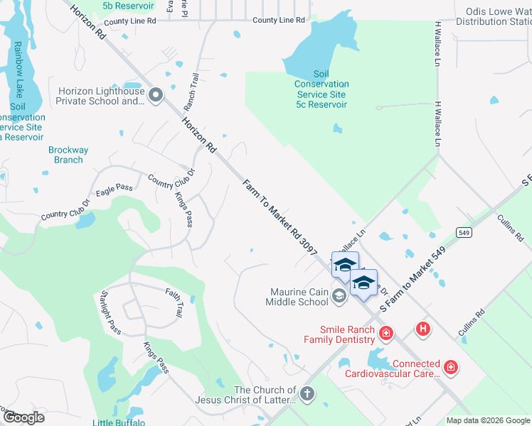 map of restaurants, bars, coffee shops, grocery stores, and more near 6 Horizon Court in Heath