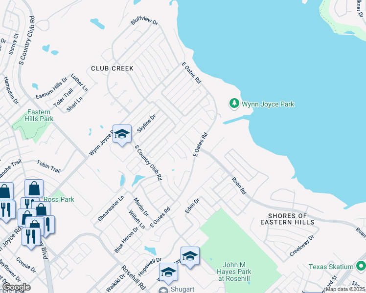 map of restaurants, bars, coffee shops, grocery stores, and more near 1706 Shadow Brook Trail in Garland