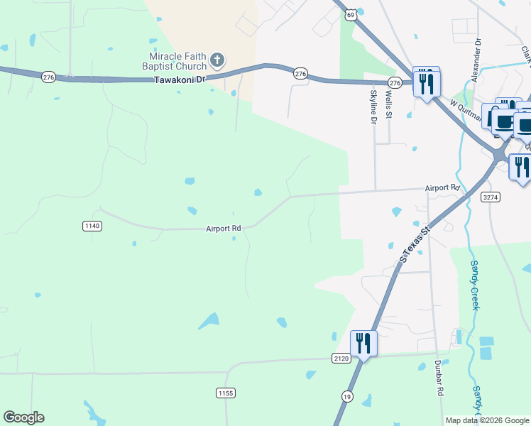 map of restaurants, bars, coffee shops, grocery stores, and more near 201-223 County Road 1140 in Emory