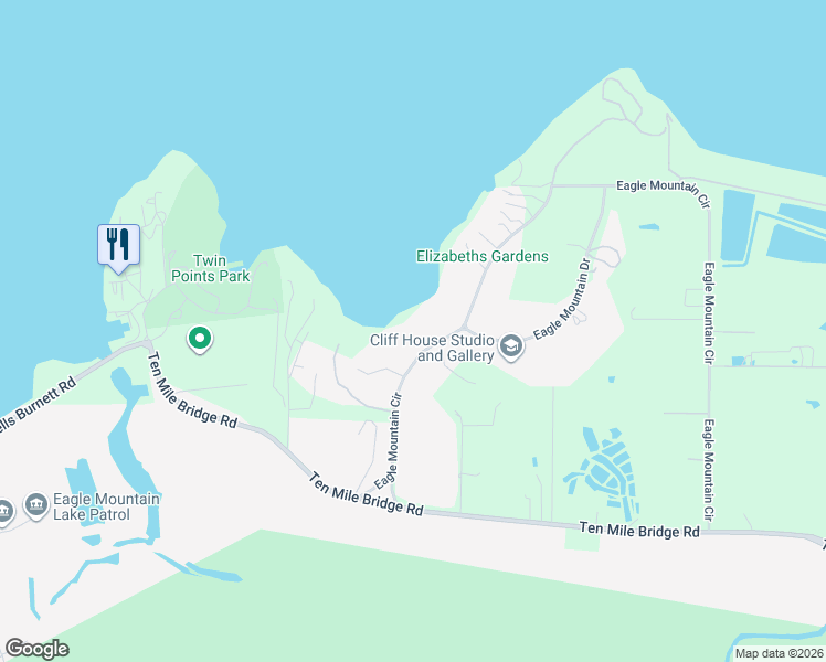 map of restaurants, bars, coffee shops, grocery stores, and more near 8091 Eagle Mountain Circle in Fort Worth