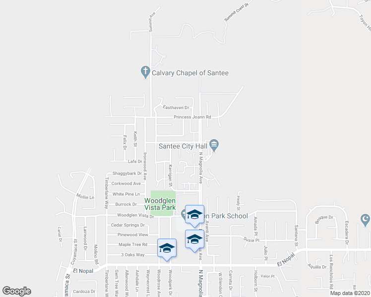map of restaurants, bars, coffee shops, grocery stores, and more near 10658 King Phillip Court in Santee