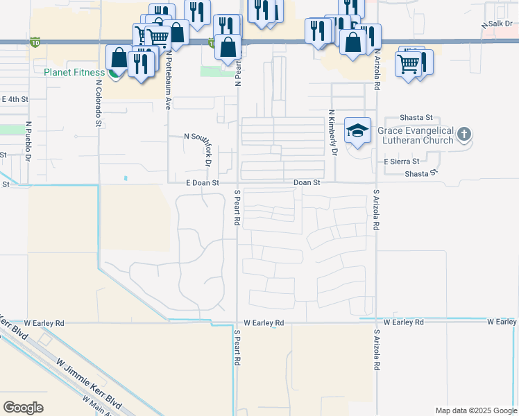 map of restaurants, bars, coffee shops, grocery stores, and more near 1533 East Drayman Drive in Casa Grande