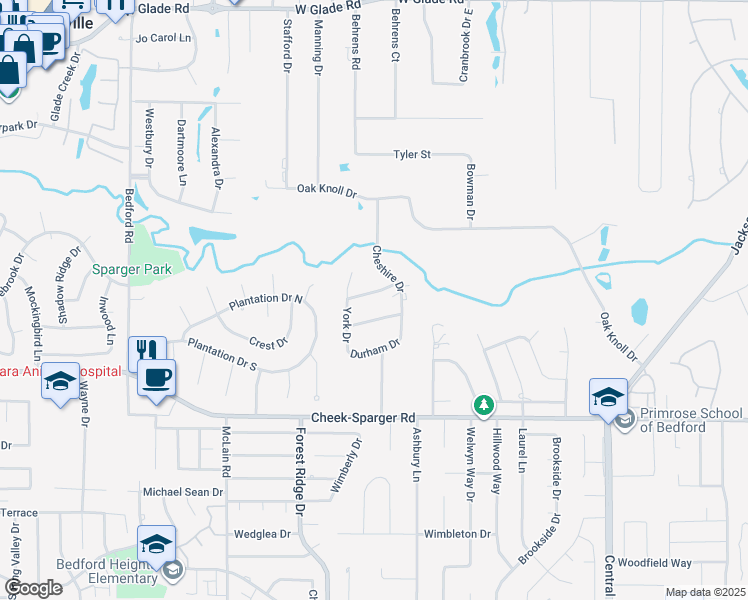 map of restaurants, bars, coffee shops, grocery stores, and more near 1617 Devon Dr in Colleyville