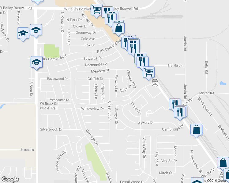 map of restaurants, bars, coffee shops, grocery stores, and more near 916 Fenway Lane in Saginaw