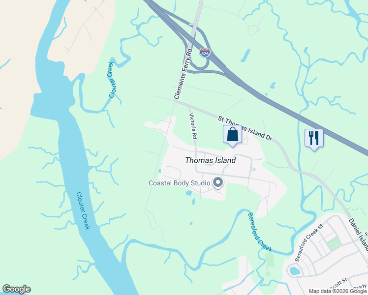 map of restaurants, bars, coffee shops, grocery stores, and more near 116 Clouter Creek Drive in Wando