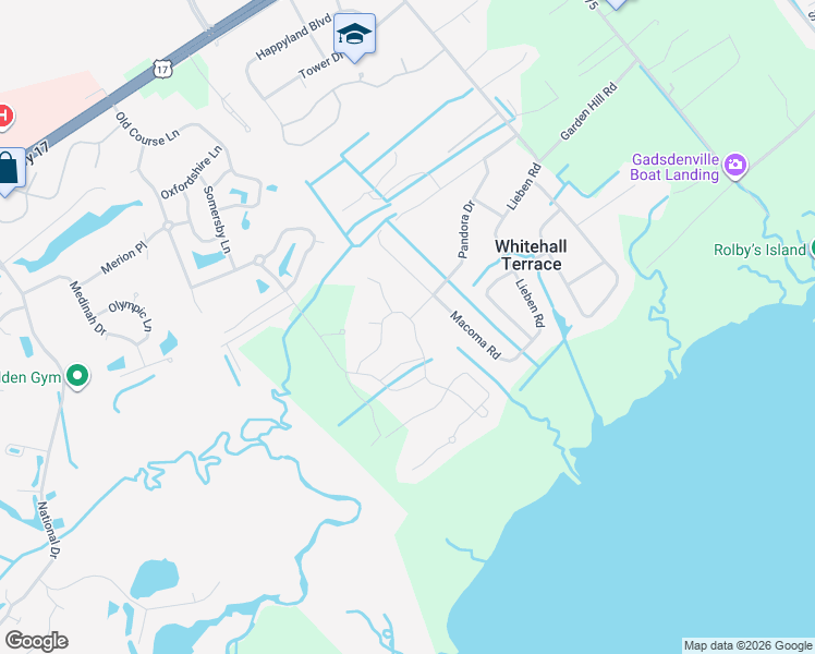 map of restaurants, bars, coffee shops, grocery stores, and more near 3517 Saltflat Lane in Mount Pleasant
