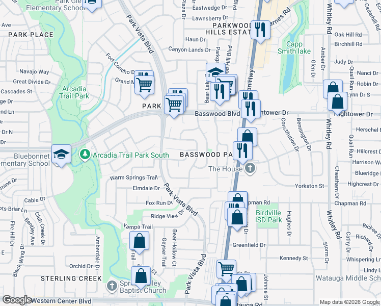 map of restaurants, bars, coffee shops, grocery stores, and more near 7212 Isle Royale Drive in Fort Worth