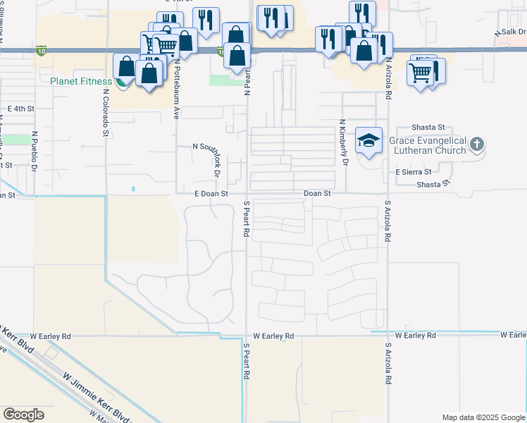 map of restaurants, bars, coffee shops, grocery stores, and more near 1533 East Drayman Drive in Casa Grande