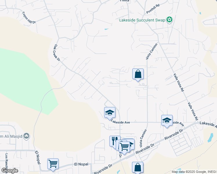 map of restaurants, bars, coffee shops, grocery stores, and more near 10648 Palm Row Drive in Lakeside