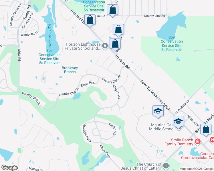 map of restaurants, bars, coffee shops, grocery stores, and more near 905 Bridle Path Court in Heath