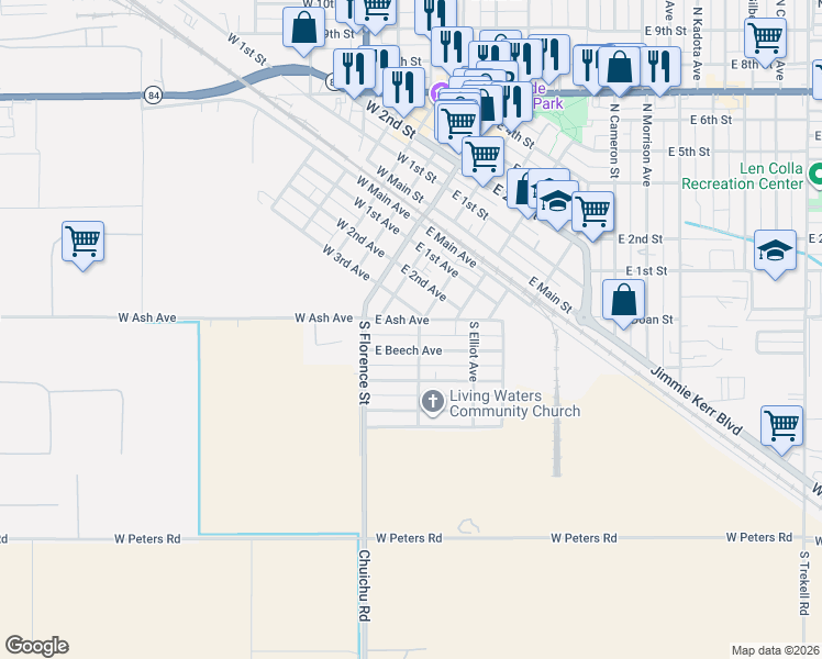 map of restaurants, bars, coffee shops, grocery stores, and more near 209 East 3rd Avenue in Casa Grande