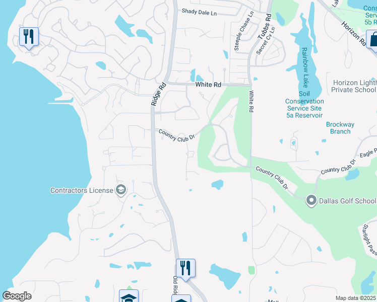 map of restaurants, bars, coffee shops, grocery stores, and more near 132 Country Club Drive in Heath